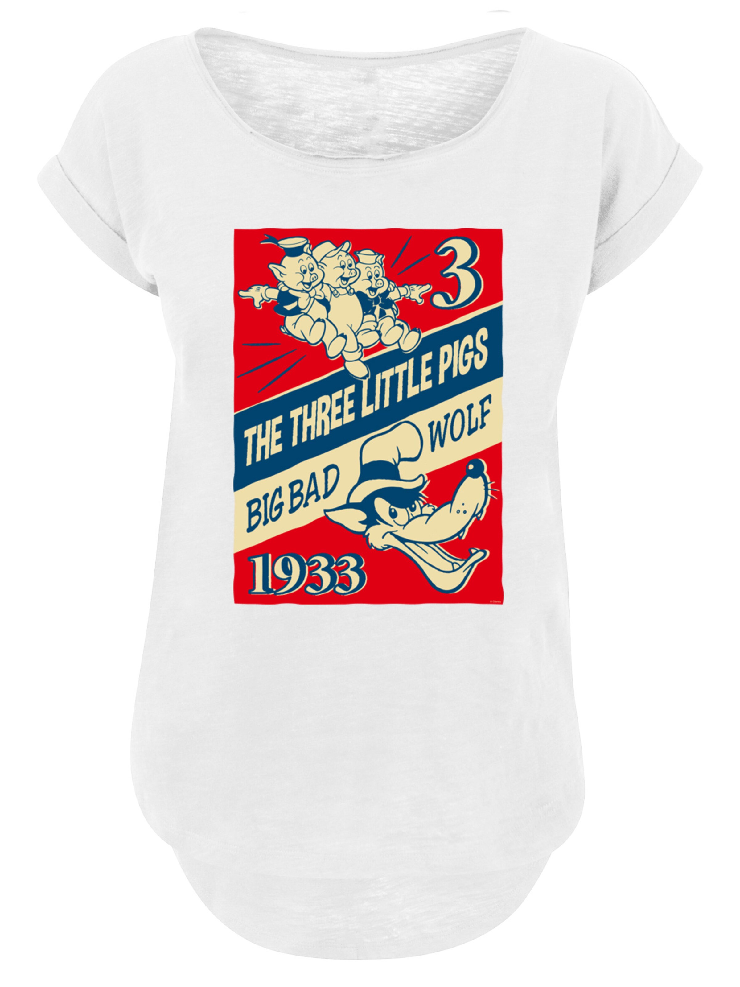 T-shirt 'Disney Die Drei Kleinen Schweinchen' F4NT4STIC en blanc : devant