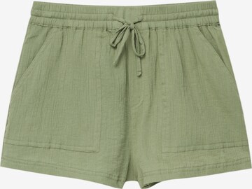 Pull&Bear Regular Trousers in Green: front