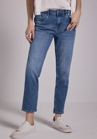 Street One Studio Tapered Jeans im Destroyed-Look in Blau: Vorderseite