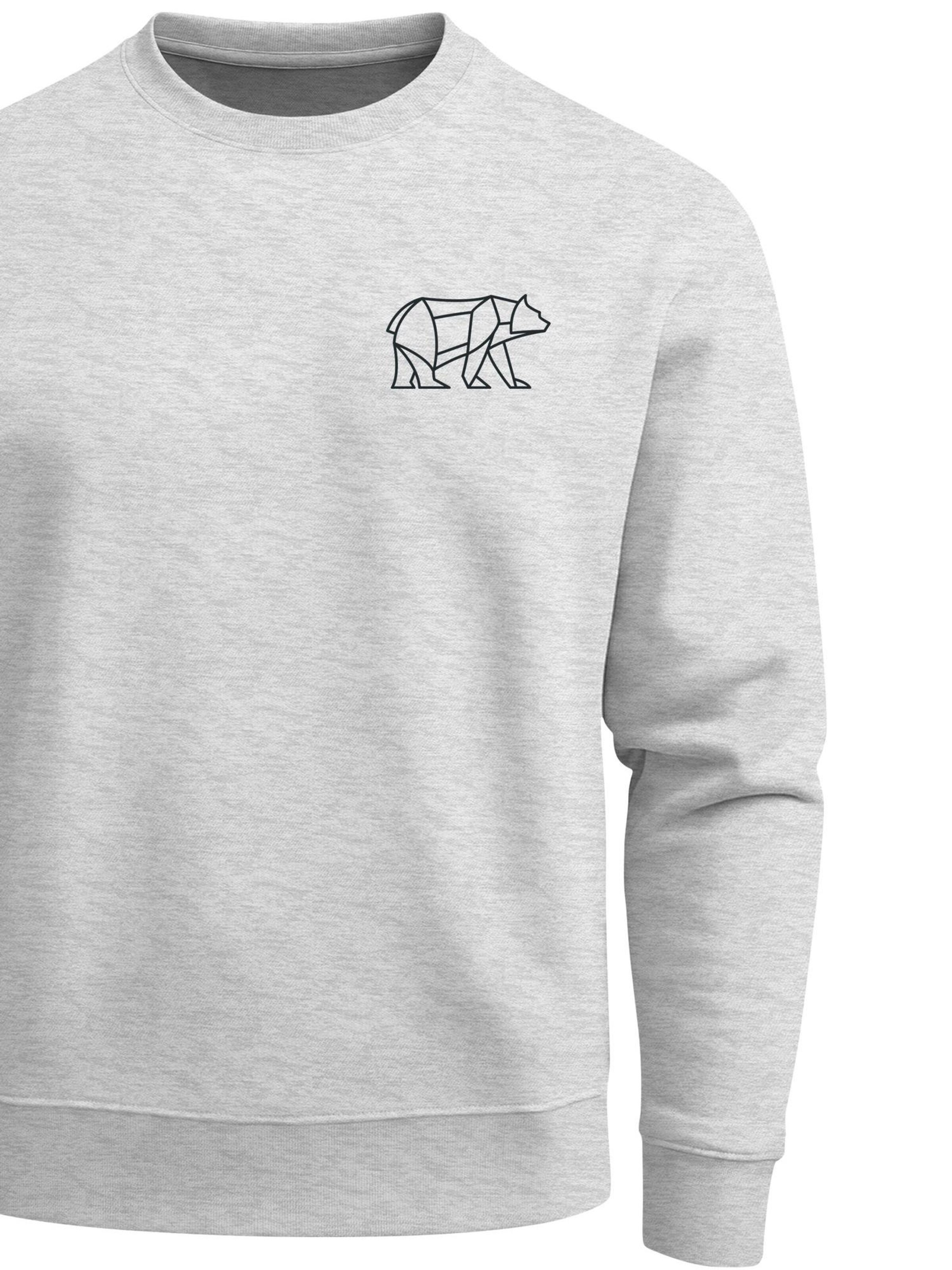 Neverless Sweatshirt 'Bär Lineart Polygon' in Grey