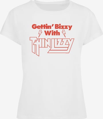 Merchcode T-Shirt 'Thin Lizzy - Gettin Bizzy' in Weiß: predná strana