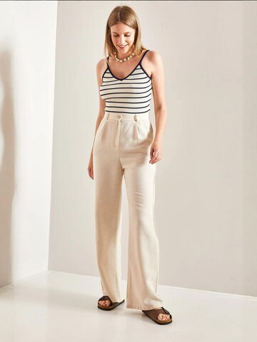 Wide Leg Pantalon à pince Bianco Lucci en beige