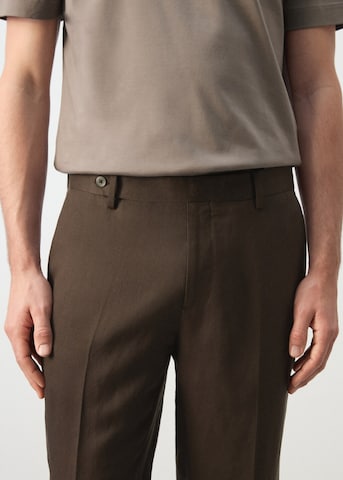 MANGO MAN Slim fit Pleated Pants 'Gonzalo' in Brown