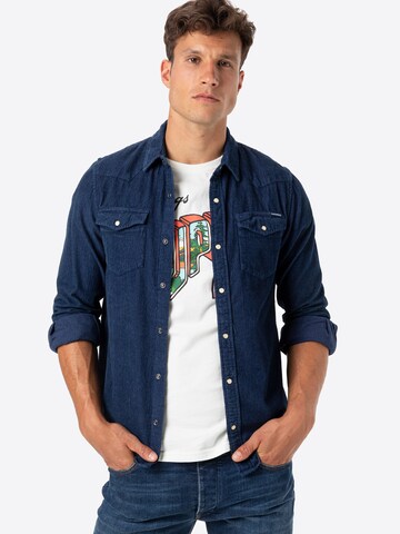 Superdry Regular Fit Hemd 'Resurrection' in Blau: predná strana