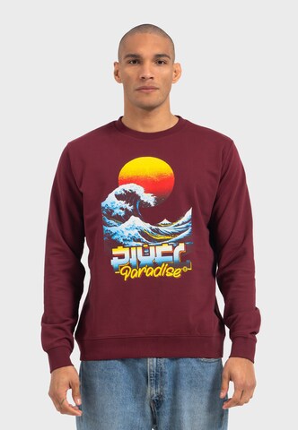 Oldskull Sweatshirt 'Retro Pixel Wave Logo Graphic' in Red: front