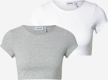 T-shirt WEEKDAY en gris : devant