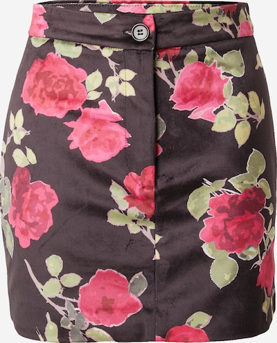 Sijonas iš Nasty Gal, spalva – tamsiai ruda / pastelinė žalia / avietinė, Prekių apžvalga