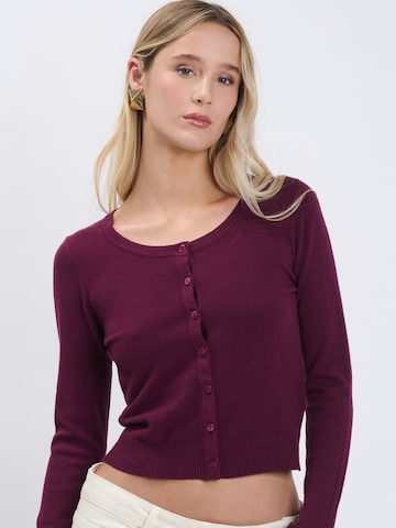 Influencer Knit Cardigan in Purple