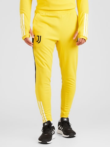 ADIDAS PERFORMANCE Tapered Workout Pants 'Juventus Tiro 23 Training Bottoms' in Yellow: front