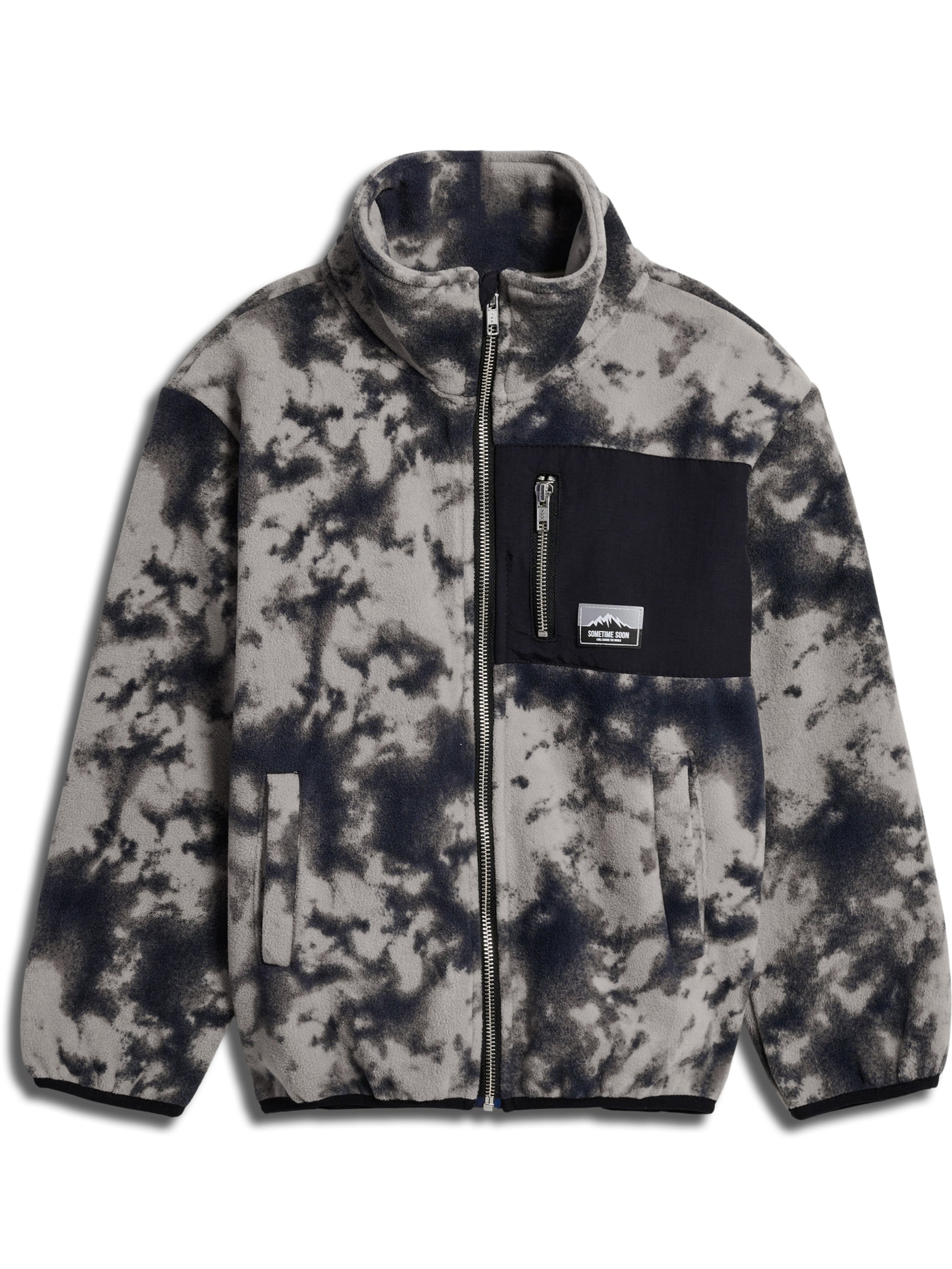 SOMETIME SOON Fleecejacke 'Crest' in Grau: Vorderseite