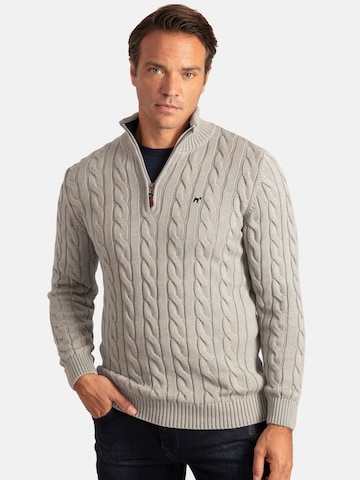 Williot Hair Braid Pattern Half Zip Soft Touch pullover in Grau