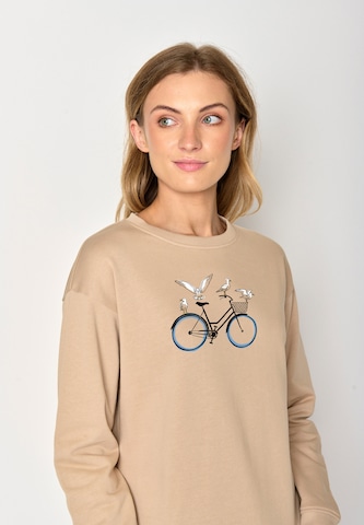 GREENBOMB Sweatshirt 'Bike Seagulls' in Beige