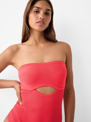Bershka Bodi majica | rdeča barva