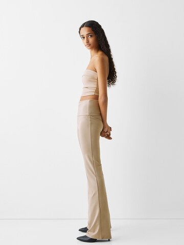 Bershka Flared Hose in Beige