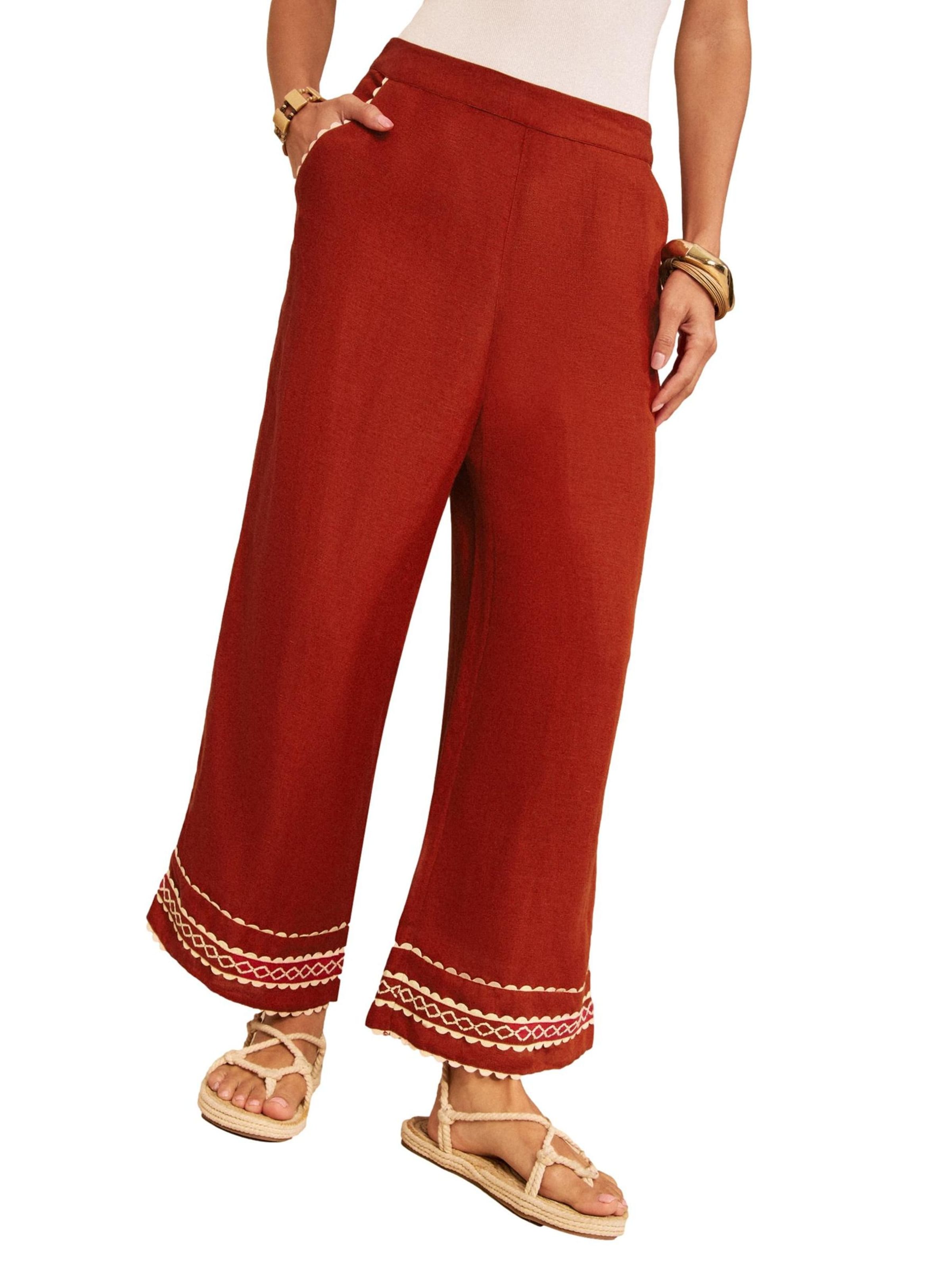 love & roses Wide leg Broek in Rood: voorkant