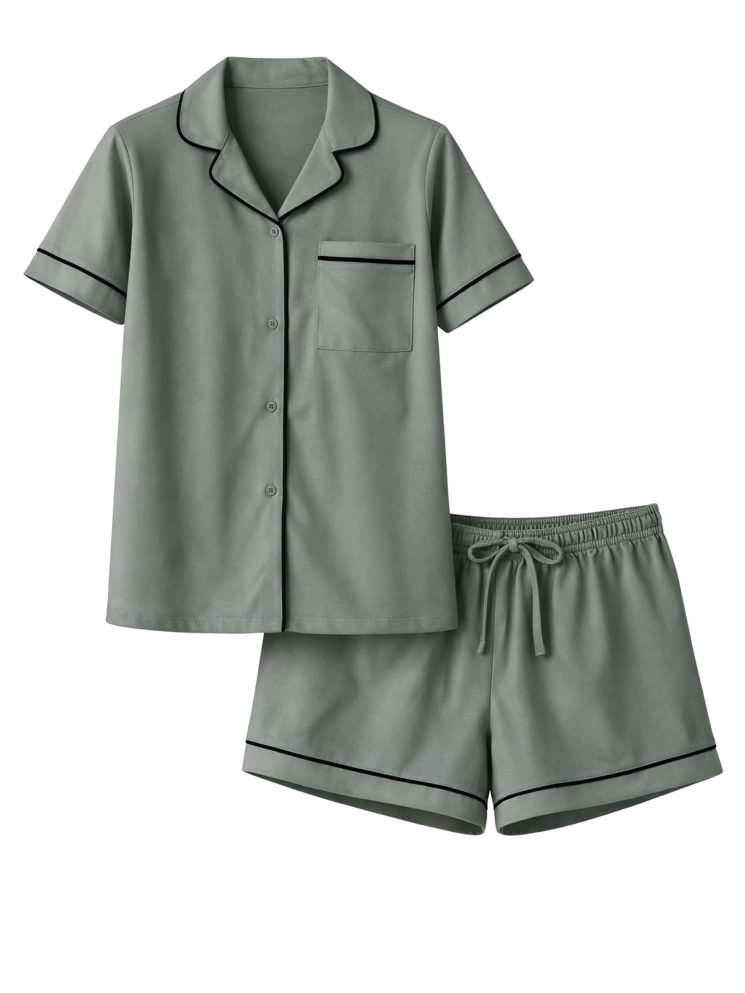 Pantaloncini da pigiama 'Leafletic Women’s Night Wear Short Set' di LEAFLETIC in verde: frontale
