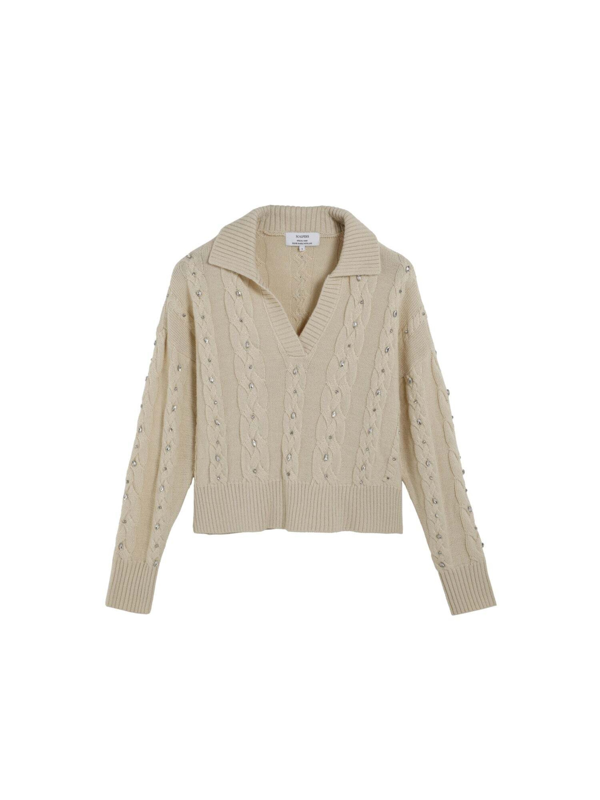 Pull-over 'Scpolostrass' Scalpers en beige : devant