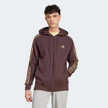 ADIDAS SPORTSWEAR Sportsweatjacke 'Essentials French Terry' in Braun: predná strana