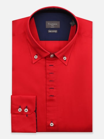 Camicia 'Roma Iconic Satin Man Shirt Grey' di 7Camicie in rosso: frontale