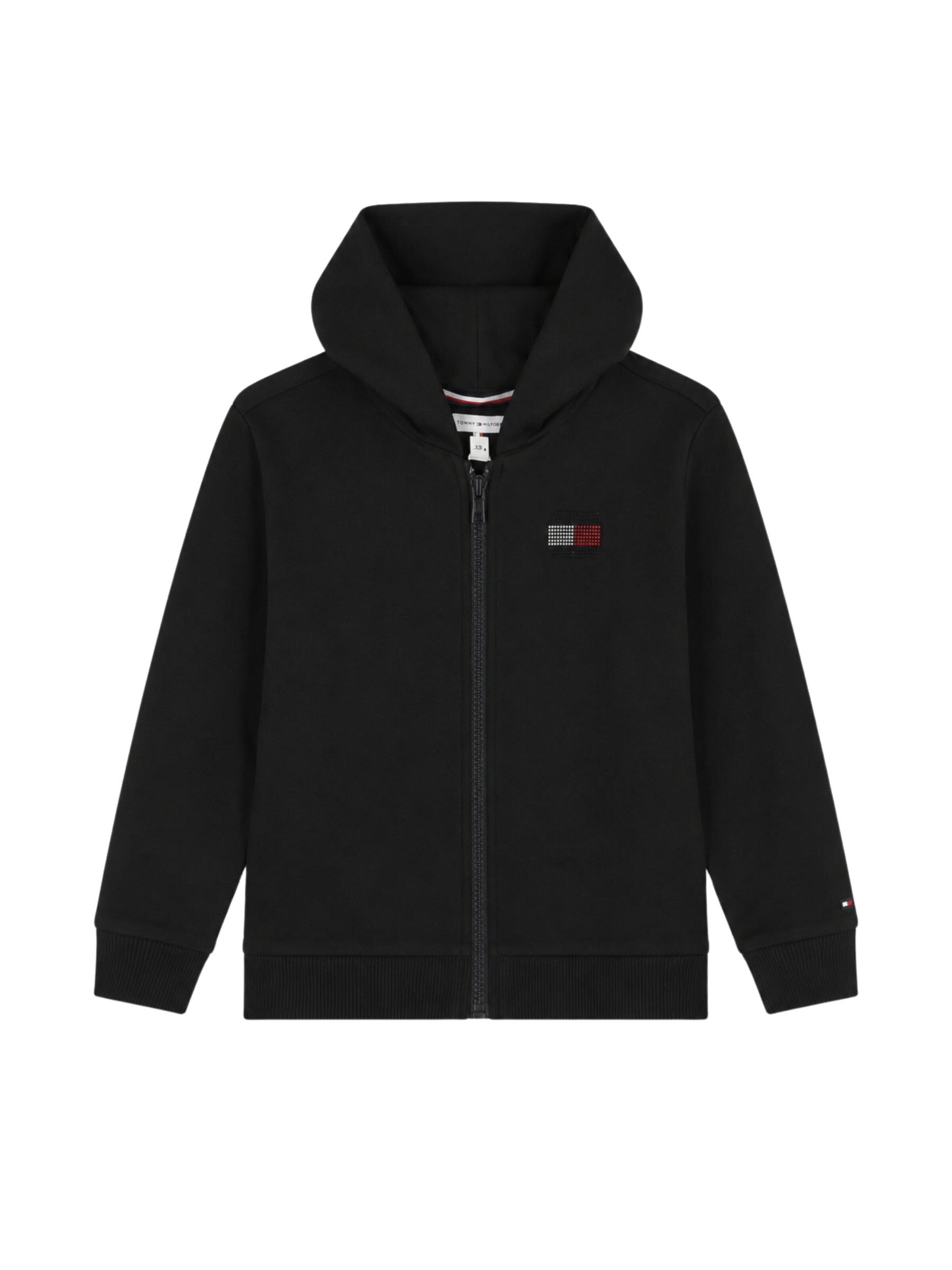 Tommy Hilfiger Kids - Sudadera 'TOMMY HILFIGER KIDS TOMMY RHINESTONE ZIP THROUGH FELPA' en negro: frente