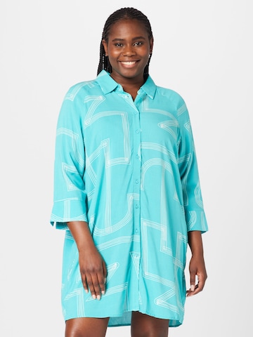 ONLY Carmakoma Shirt Dress in Blue: front