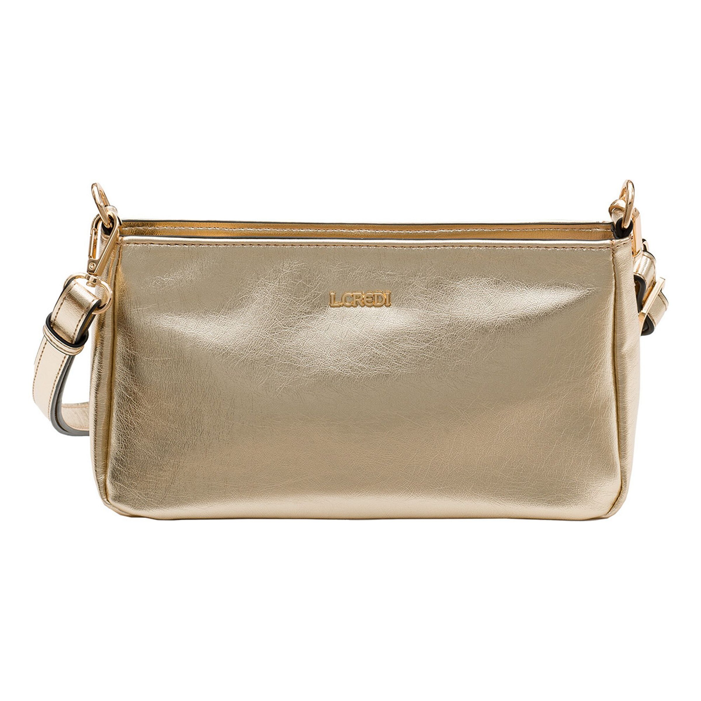 Sac à bandoulière 'Pamela' L.CREDI en or : devant