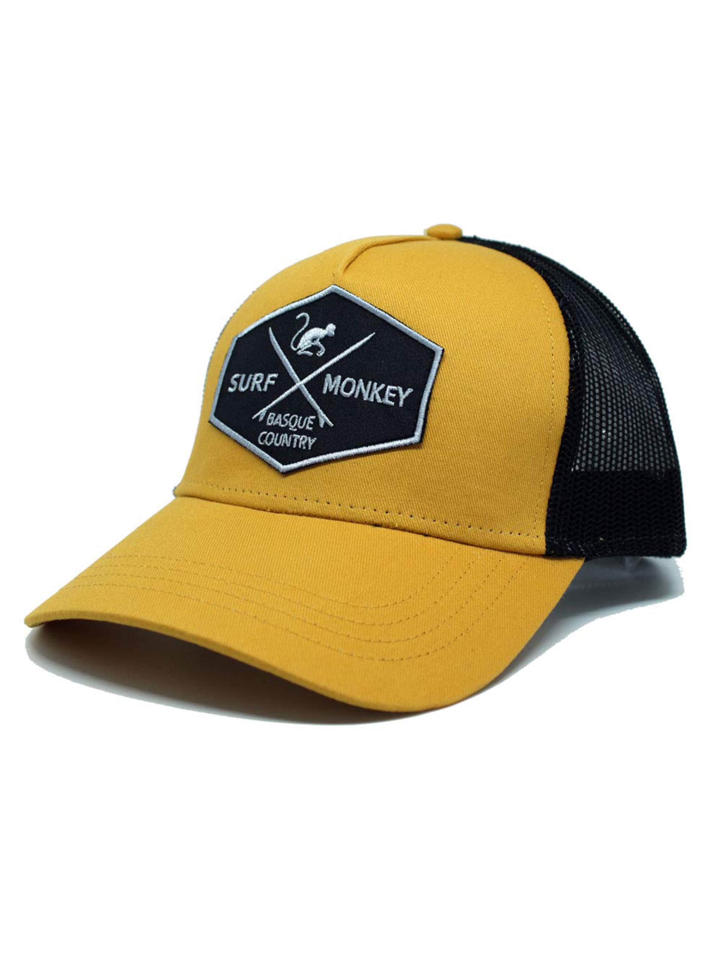 Cappello da baseball sportivo di Surf Monkey in giallo: frontale