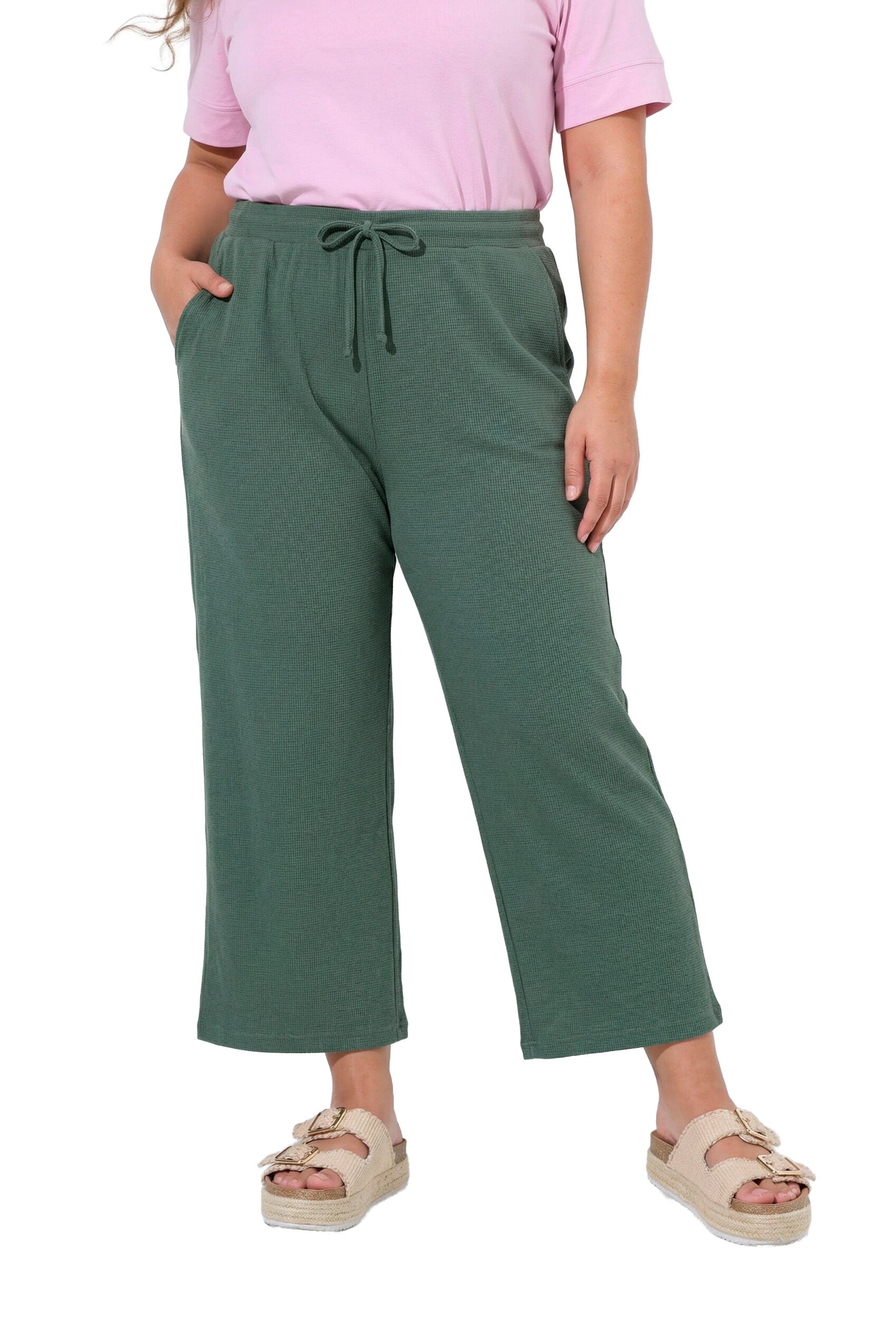 Ulla Popken Wide Leg Hose in Grün