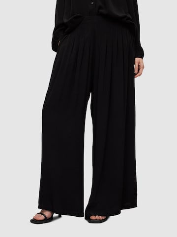 AllSaints - Perna larga Calças com pregas 'HEZZY' em preto