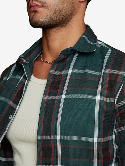 Campus Sutra Button Up Shirt 'Coraline' in Fir / Dark red / Black / Off white, Item view