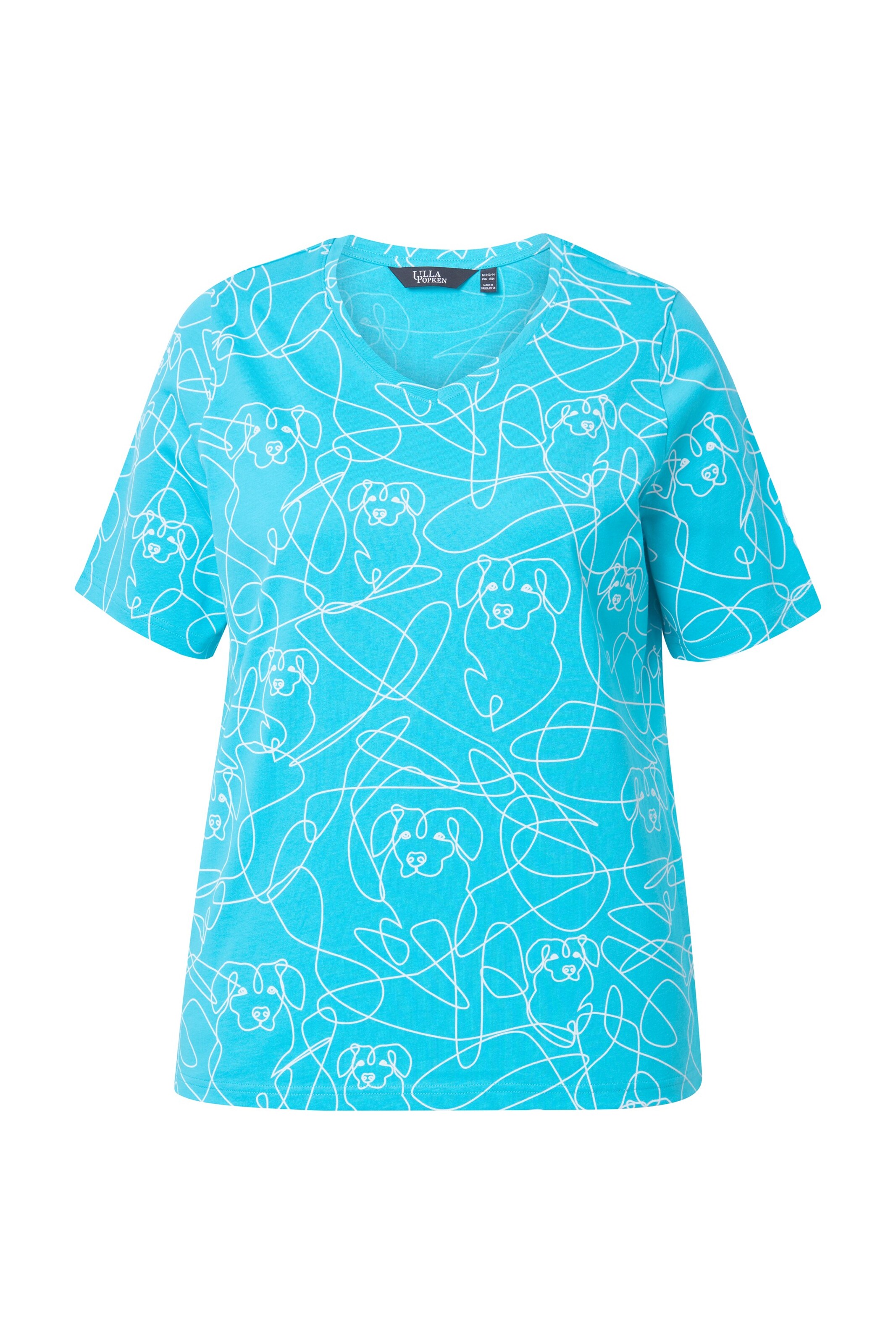 T-shirt Ulla Popken en bleu : devant