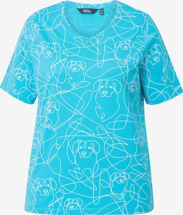 T-shirt Ulla Popken en bleu : devant