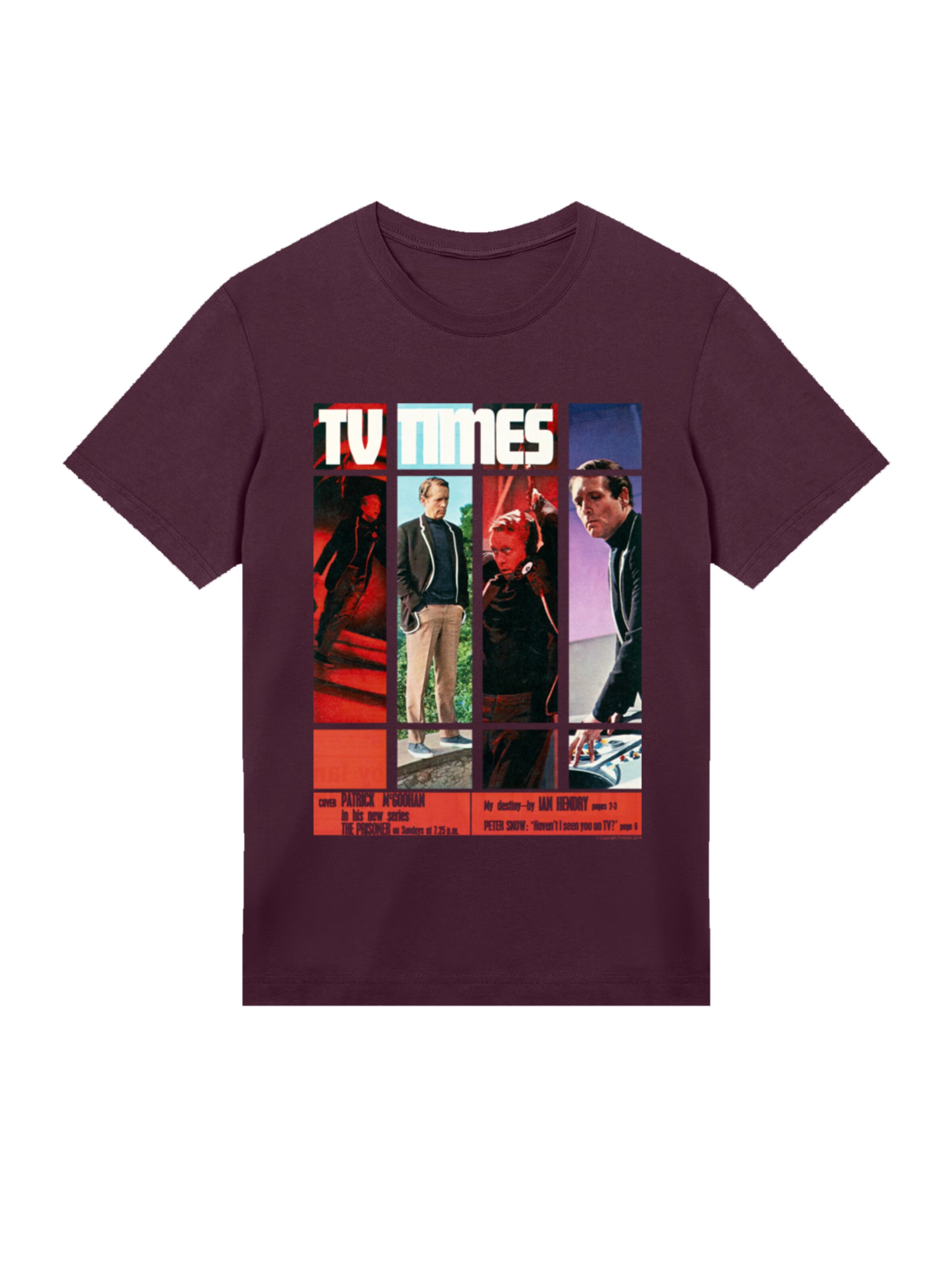 F4NT4STIC Shirt 'TV Times Patrick McGoohan The Prisoner 1967 Cover' in Purple: front