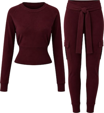Mowi Fit Trainingspak 'Cargo Legging Set' in Rood: voorkant