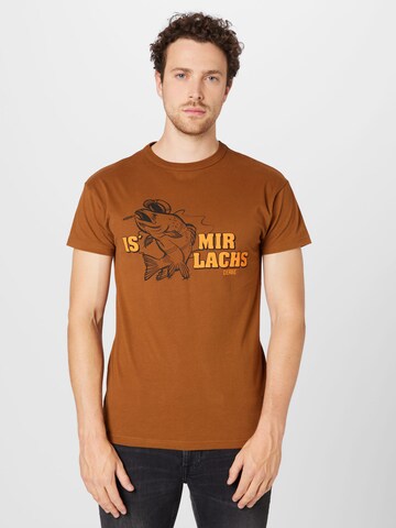 T-Shirt Derbe en marron : devant