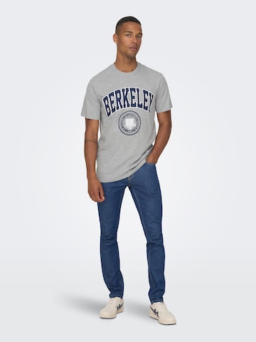Only & Sons Тениска 'Berkeley' в сиво