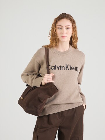 Calvin Klein Jeans Pullover in Braun: Vorderseite