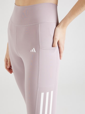 ADIDAS PERFORMANCE - Skinny Pantalón deportivo 'Optime 3-stripes Full-length' en lila