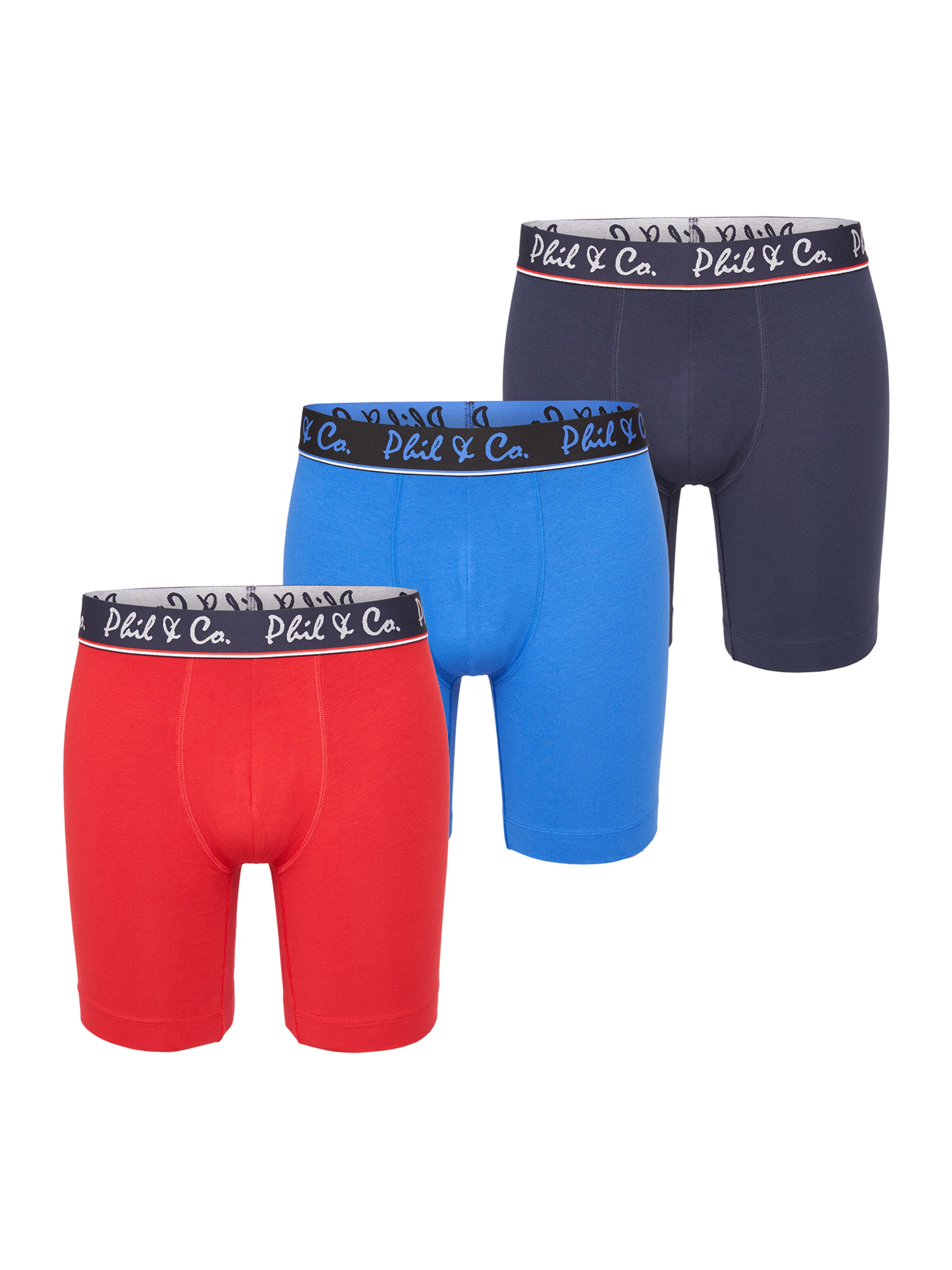 Phil & Co. Berlin - Calzoncillo boxer ' Jersey Long Boxer ' en azul: frente