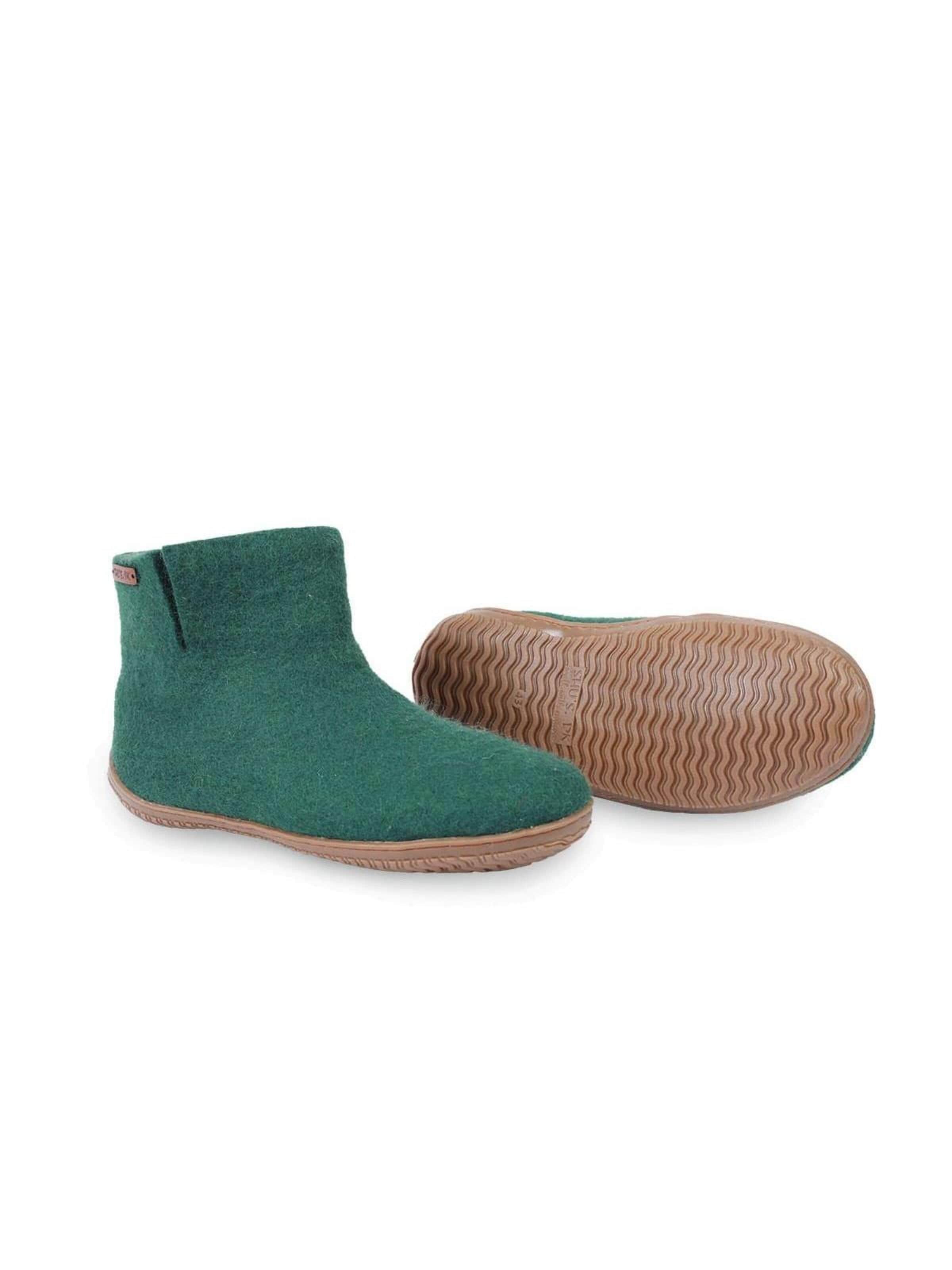 SHUS walk with nature Boots 'Uldstøvle (100% ren uld) m/gummisål - Dansk Design fra SHUS' in Groen