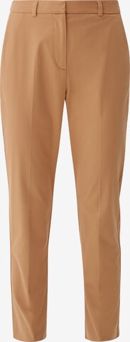 s.Oliver BLACK LABEL Slim fit Trousers with creases in Brown: front