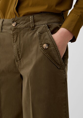 Wide Leg Pantalon à plis s.Oliver en vert