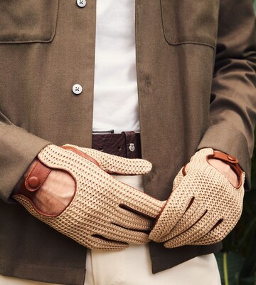 Roeckl Full finger gloves 'LE MANS AUTOFAHRER TOUCH' in Beige: front