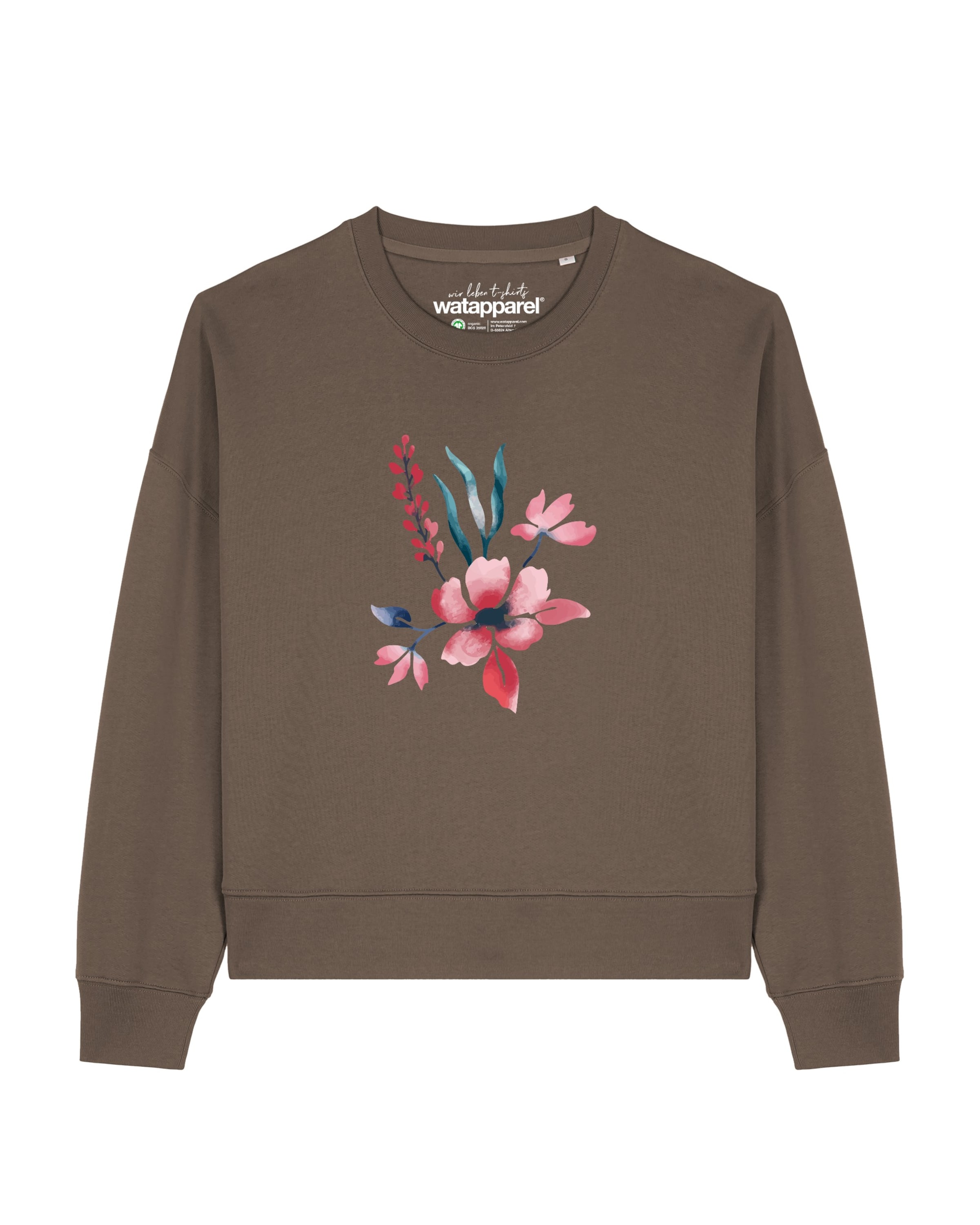 Sweat-shirt 'Blume in Wasserfarbe 01' Watapparel en marron : devant