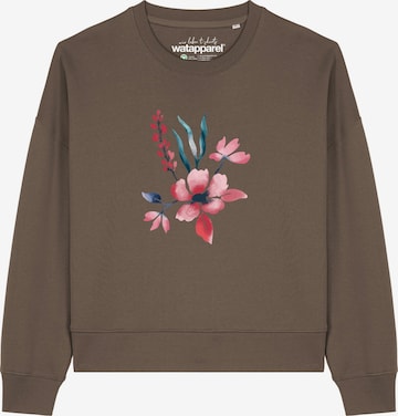 Sweat-shirt 'Blume in Wasserfarbe 01' Watapparel en marron : devant
