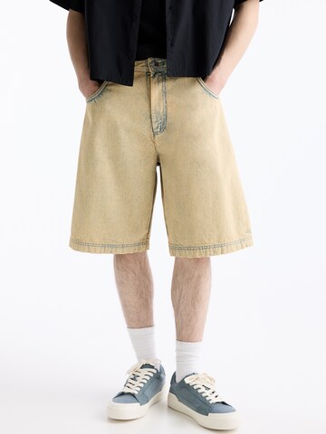 Pull&Bear Zvonové kalhoty Džíny – béžová: přední strana
