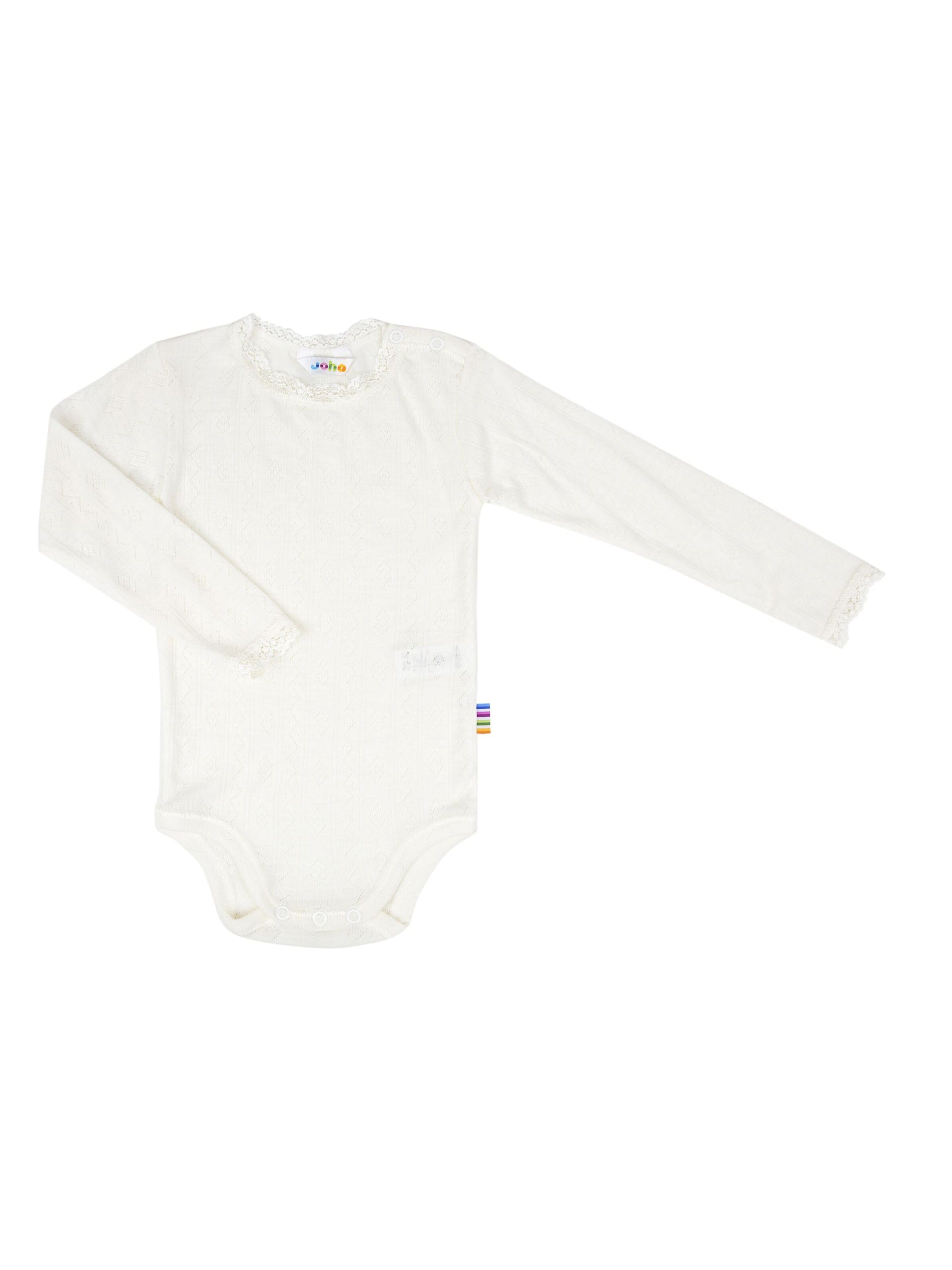 JOHA Romper/Bodysuit 'Body langarm Merinowolle/Seide' in White: front