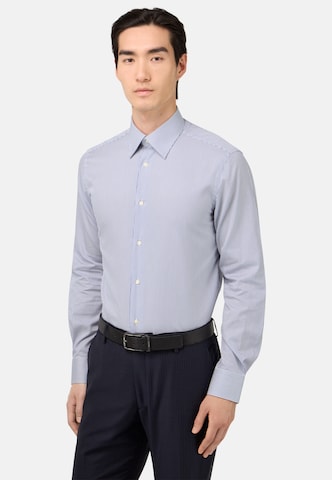 Boggi Milano Regular fit Overhemd in Blauw: voorkant
