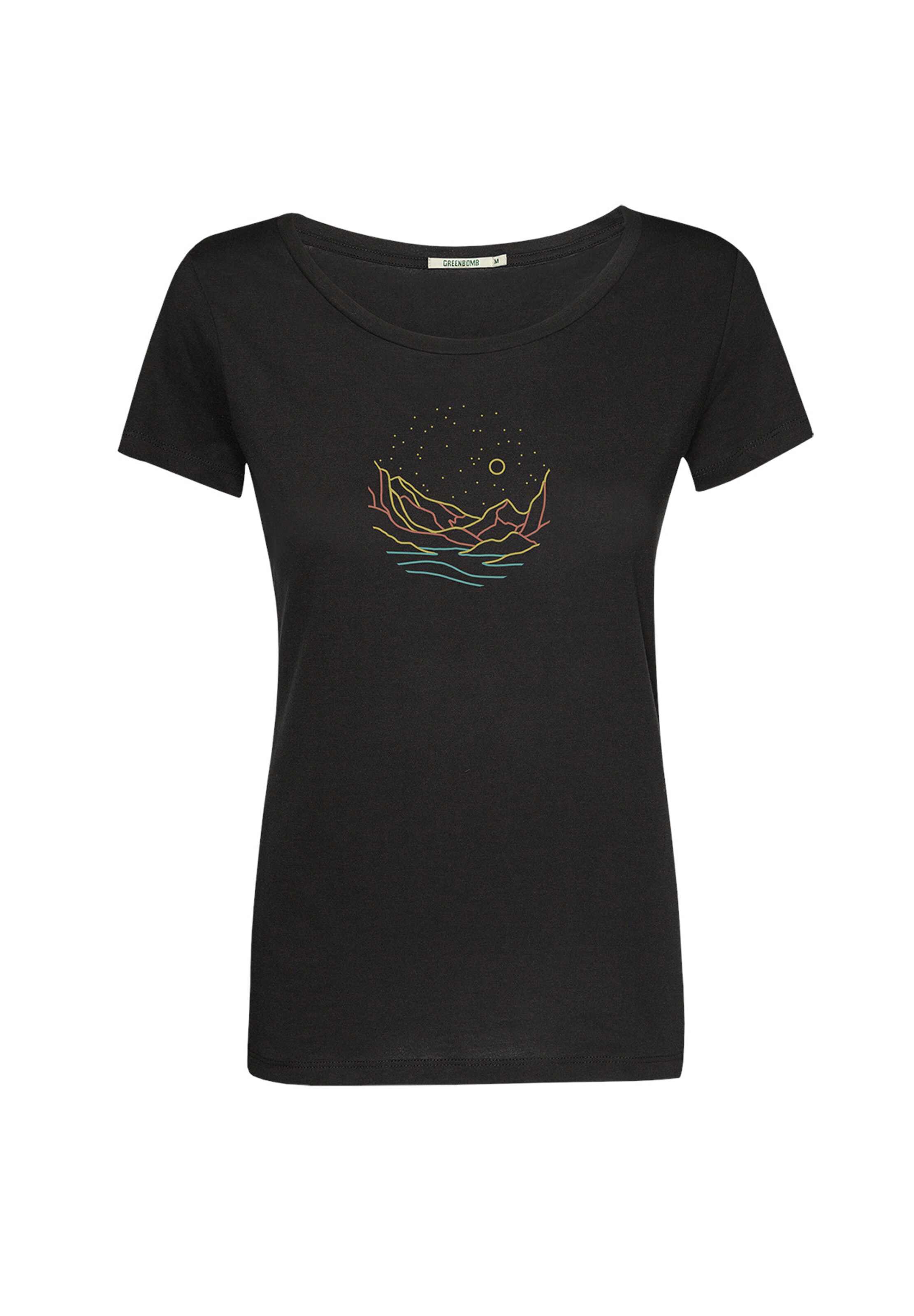 GREENBOMB Shirt 'Nature Mountain Stars' in Zwart: voorkant