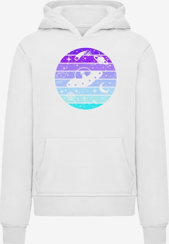 F4NT4STIC Sweatshirt 'Retro Alien Weltraum Sonnenuntergang' in Weiß: Vorderseite